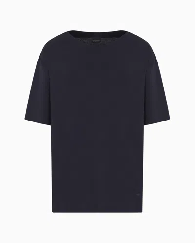 Emporio Armani Silk-blend Jersey T-shirt In Blue