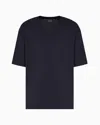Emporio Armani Asv Silk-blend Jersey V-neck T-shirt In Blue