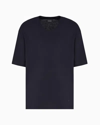 EMPORIO ARMANI ASV SILK-BLEND JERSEY V-NECK T-SHIRT