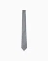 Emporio Armani Silk Blend Tie With Jacquard Op-art Micro-pattern In Gray