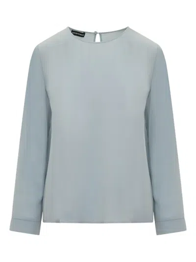 Emporio Armani Silk Blouse In Blue