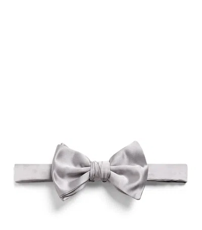 Emporio Armani Silk Bow Tie In Gray