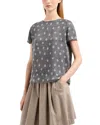 Emporio Armani Silk Chiffon Short Sleeve Top In Grey Melange