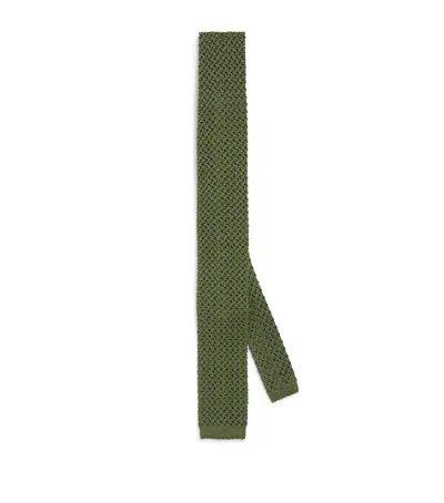 Emporio Armani Silk Crochet Tie In Grey