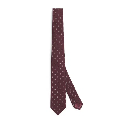 Emporio Armani Silk Diamond-jacquard Tie In Red
