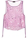Emporio Armani Official Store Silk Organza Top With Embroidery And Sequins In A Sand Dune Motif In Pink