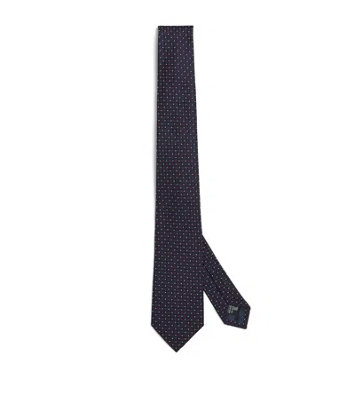 Emporio Armani Silk Geometric Jacquard Tie In Blue