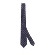 Emporio Armani Pure Silk Tie With Diamond Jacquard Micro-pattern In Blue