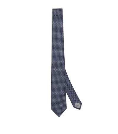 Emporio Armani Silk Jacquard Tie In Blue
