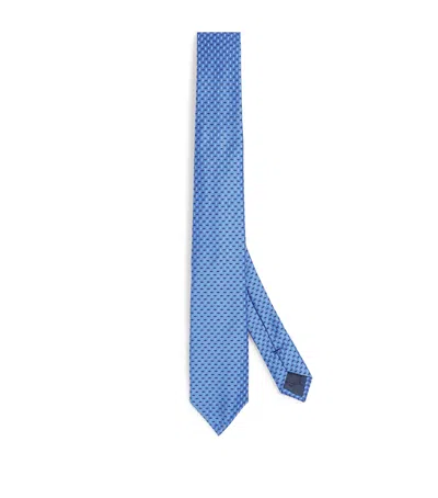 Emporio Armani Silk Jacquard Tie In Blue