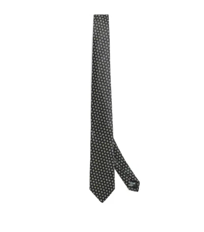 Emporio Armani Silk Jacquard Tie In Brown
