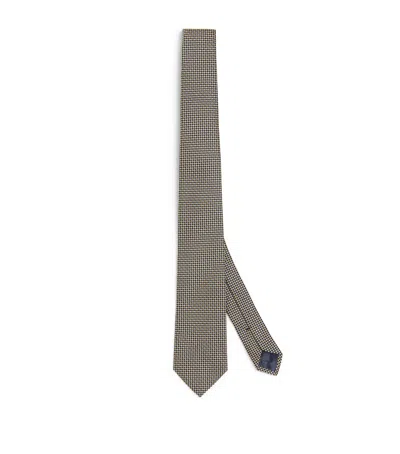 Emporio Armani Silk Jacquard Tie In Brown