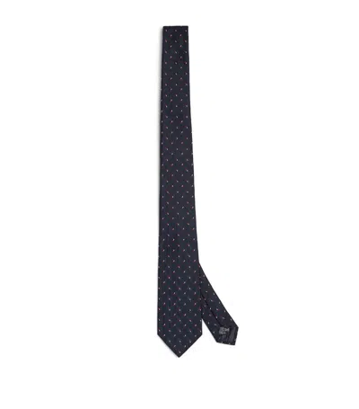 Emporio Armani Silk Jacquard Woven Tie In Blue