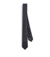 Emporio Armani Silk Logo Jacquard Tie In Blue