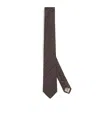 Emporio Armani Pure Silk Tie With Jacquard Micro-pattern In Brown