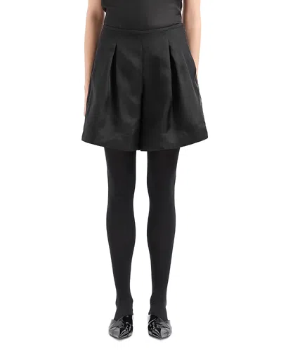 Emporio Armani Silk Organza Shorts In Black