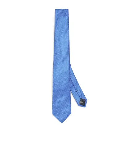 Emporio Armani Silk Patterned Tie In Blue