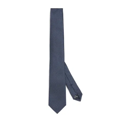 Emporio Armani Silk Patterned Tie In Blue