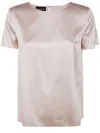 Emporio Armani Crew Neck Silk Top With Keyhole Back