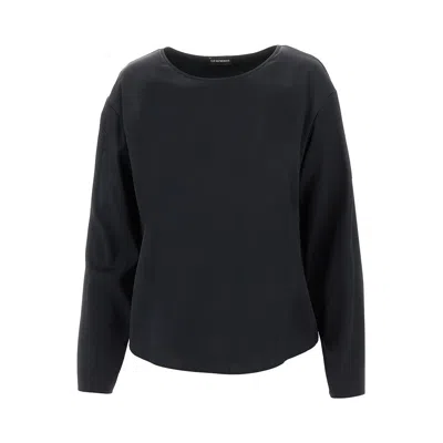Emporio Armani Silk Satin Blouse In Black