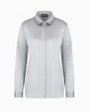 Emporio Armani Official Store Silk Satin Shirt In Gray