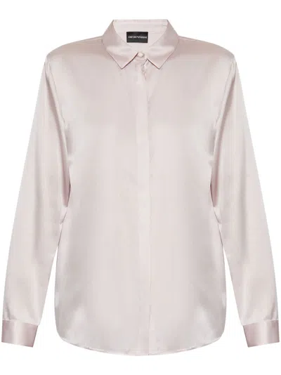 Emporio Armani Silk-satin Shirt In Pink