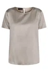 Emporio Armani Silk Satin T-shirt In Grey