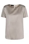 Emporio Armani Silk Satin T-shirt In Grey