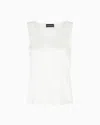 Emporio Armani Silk Satin V-neck Top In White