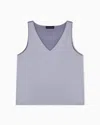 Emporio Armani Silk Satin V-neck Top In Purple