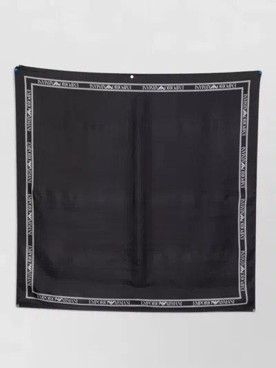 Emporio Armani Silk Scarf Lightweight Square Versatile Size In Black