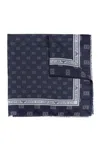 Emporio Armani Monogram-pattern Scarf In Navy Blue