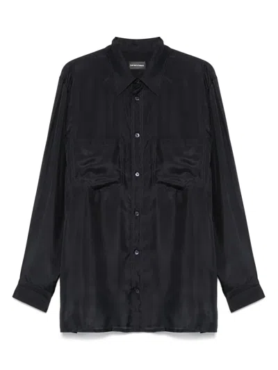 Emporio Armani Silk Shirt In Blue