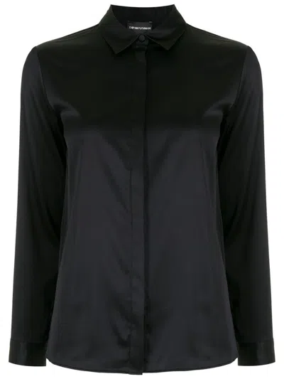 Emporio Armani Silk Shirt In Black