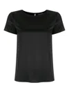 Emporio Armani Short-sleeved Silk Satin Blouse In Black