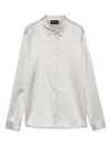 Emporio Armani Silk Shirt Satin Buttoned Cuffs In Grey