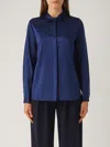Emporio Armani Long-sleeved Silk-blend Shirt In Indaco