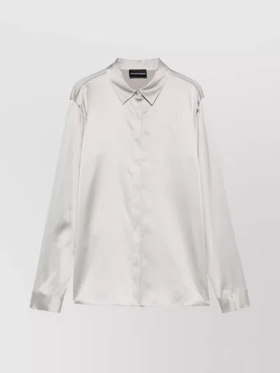 Emporio Armani Silk Shirt Satin Buttoned Cuffs In Grey
