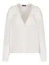 Emporio Armani Silk Shirt With Long Sleeves And Wide Collar In White