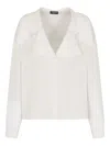 Emporio Armani Silk Shirt With Long Sleeves And Wide Collar In White