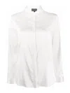 Emporio Armani Stretch Silk Satin Shirt In White
