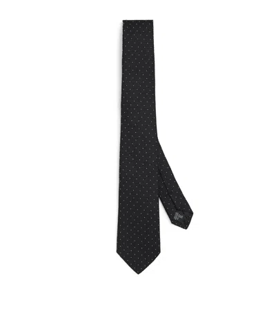 Emporio Armani Silk Spot Tie In Black