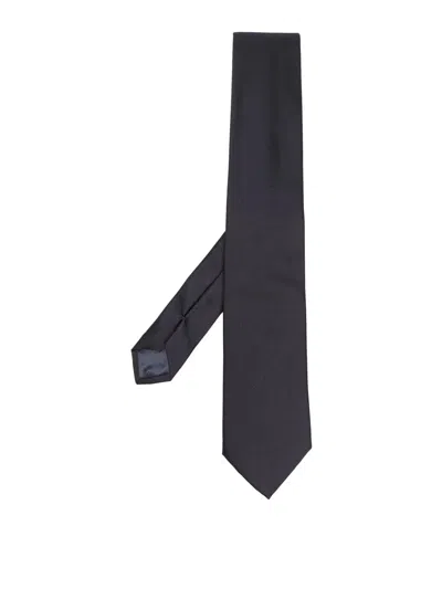 Emporio Armani Patterned-jacquard Silk Tie In Dark Violet Blue Navy