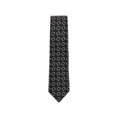 Emporio Armani Silk Tie With Jacquard Motif In Black
