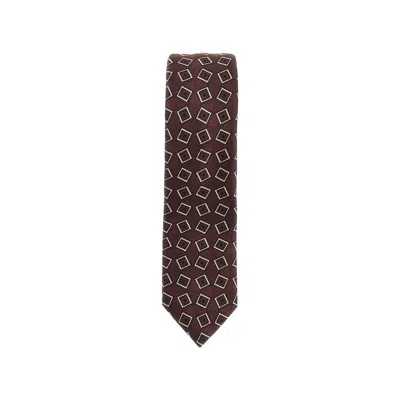 Emporio Armani Silk Tie With Jacquard Motif In Brown