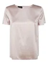 Emporio Armani Crew Neck Silk Top With Keyhole Back