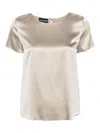 Emporio Armani Round-neck Satin Blouse In Beige