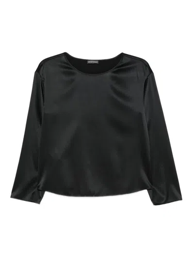 Emporio Armani Silk Top In Black