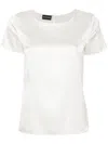 Emporio Armani Short-sleeved Silk Satin Blouse In White