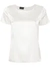Emporio Armani Short-sleeved Silk Satin Blouse In White